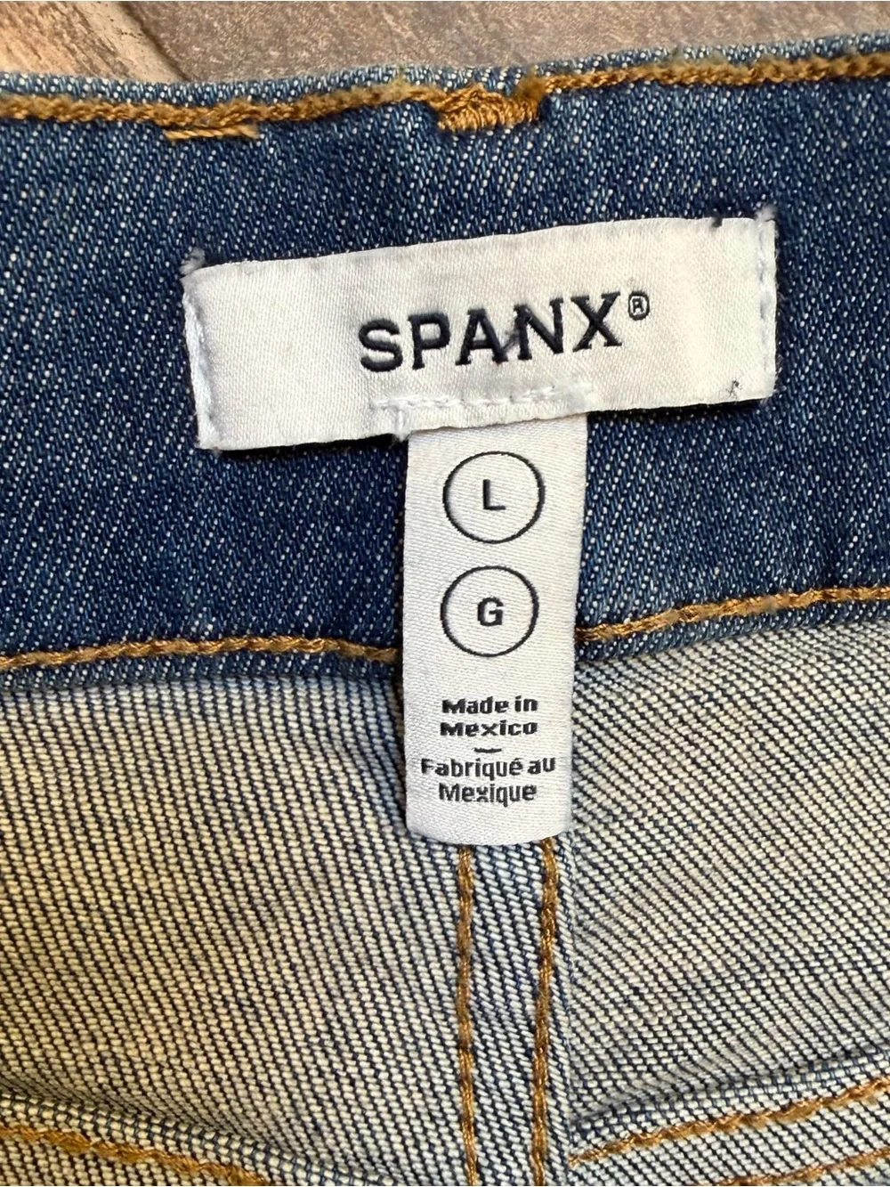 SPANX Dark Wash Cropped Wide Leg Jeans Culottes Size L - Picture 4 of 10